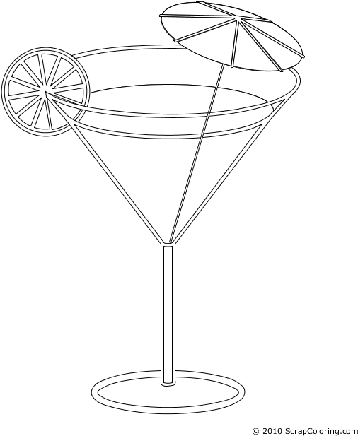 Margarita Glass Coloring Pages 2 By Jeremiah - Cocktail Drawing Black Background (600x630), Png Download