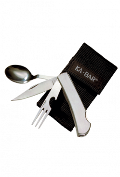 Hobo Stainless Fork/knife/spoon Clampack,black Nylon - Ka-bar 1300 Hobo 3-in-1 Utensil Kit - 3 Piece(s) - (364x364), Png Download