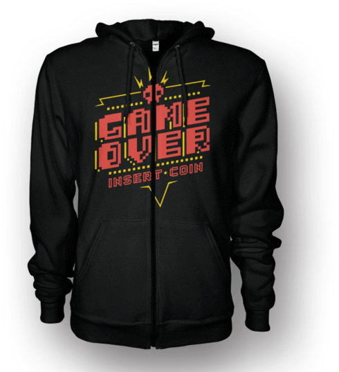 Game Over Insert Coin Hoodie - Hoodie (600x550), Png Download