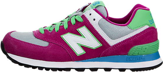 Newest New Balance Women 574 Trainers Pink Glow / Green - New Balance Men's 574 Classics Running Shoe (650x650), Png Download