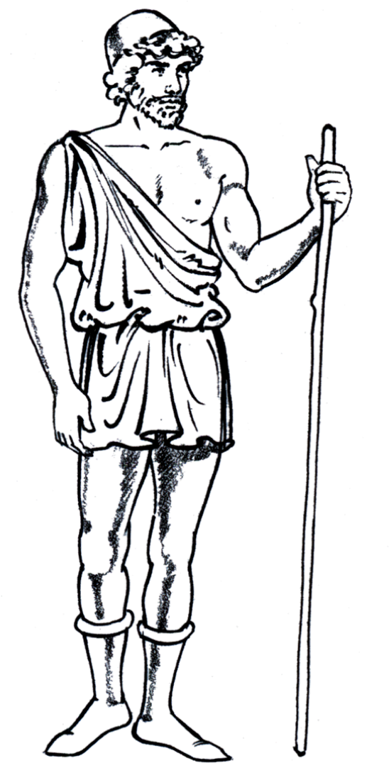 Ancient Greek Man Drawing (610x1125), Png Download