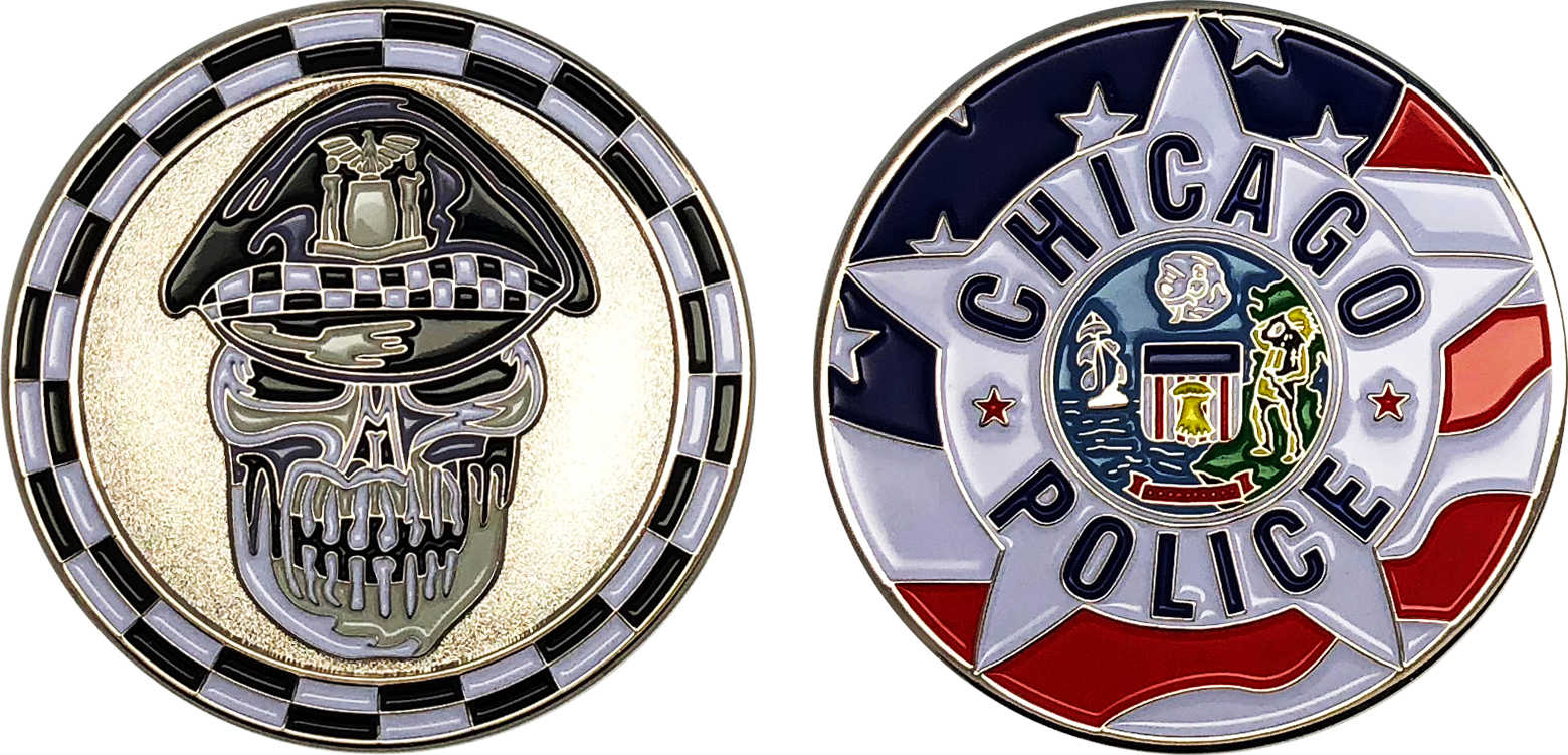 Chicago Police Biker Skull - Chicago (1560x751), Png Download