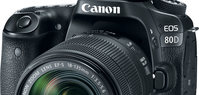 120 - Canon 80d Dslr With 18-135mm Is Usm Lens (770x370), Png Download