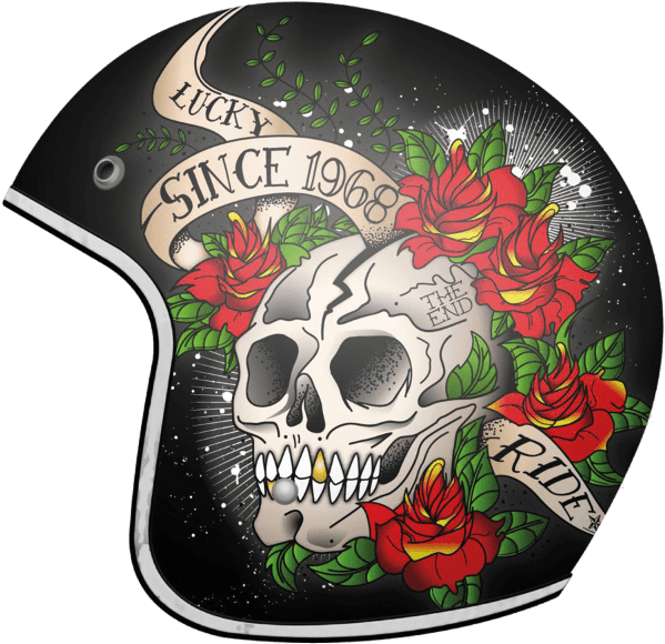 Mt Le Mans Skull & Roses Motorcycle Helmet Black - Mt Le Mans Helmet (600x600), Png Download