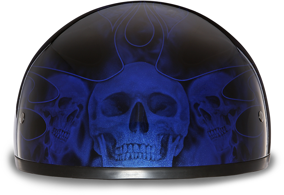 Daytona Skull Cap W/ Skull Flames Blue Helmet Bike - Virtuous Circle (1000x1000), Png Download