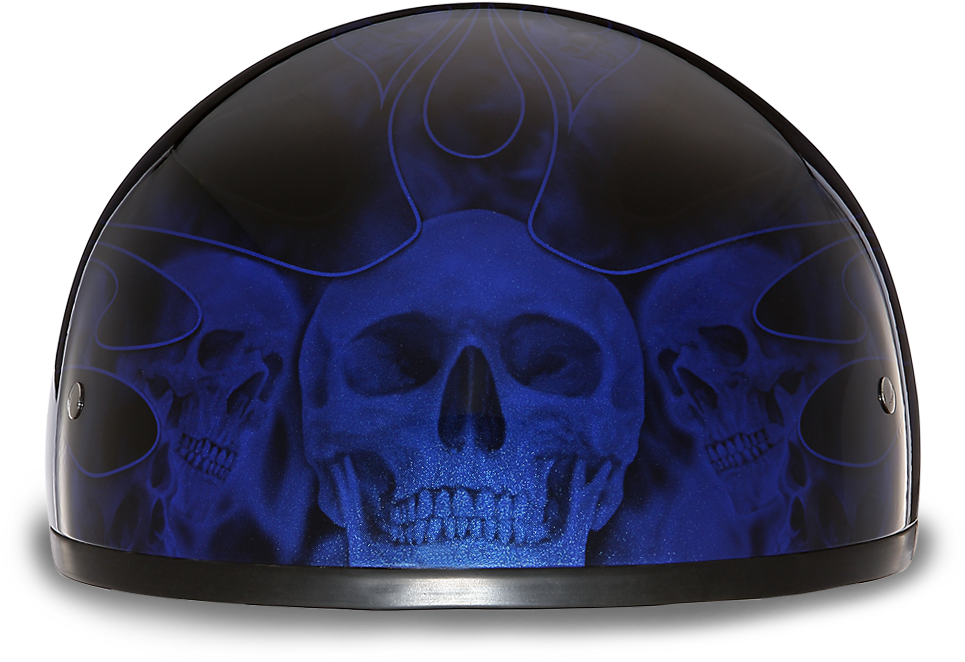 Download Daytona Skull Cap W/ Skull Flames Blue Helmet Bike Virtuous