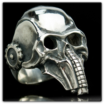 Skull Rings & Biker Jewelry - Biomechanical Alien (350x350), Png Download