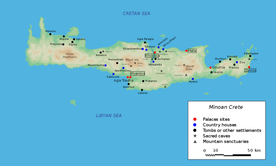 Map Of Minoan Crete Clipart Phaistos Knossos Ancient - Minoan Map (900x540), Png Download