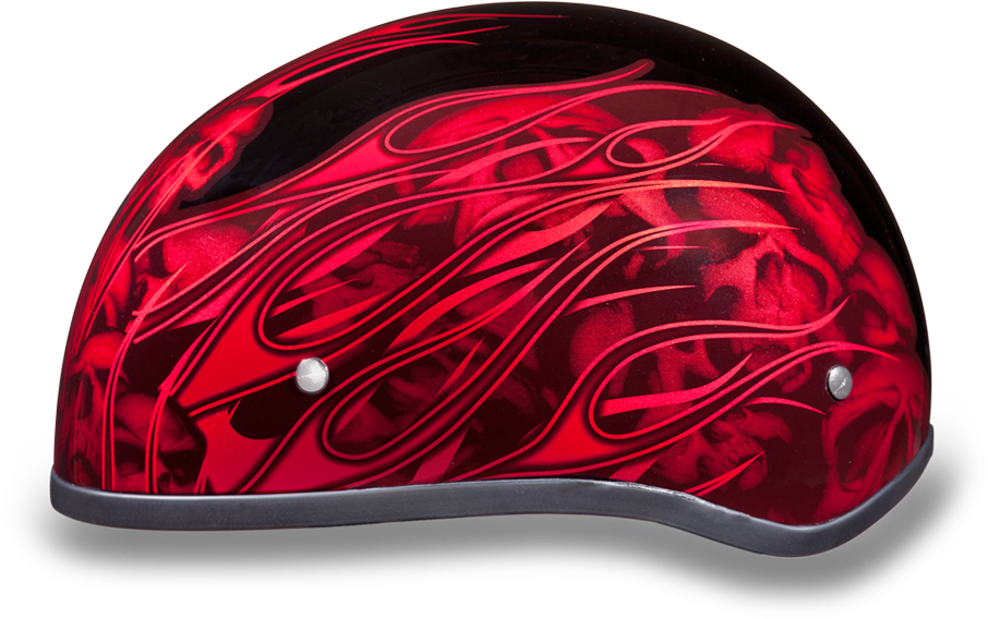 D - O - T - Daytona Skull Cap- W/ Multi Skull Flames - Daytona Red Multi Flames Skull Cap Half Helmet (1000x1000), Png Download