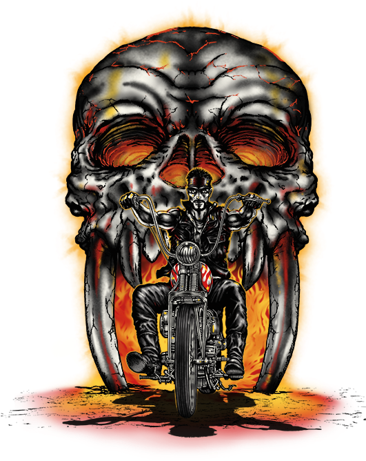 Biker Riding Out Of Skull Day Of Dead Skull Costume (675x675), Png Download
