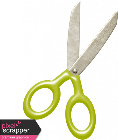 School Fun - Green Scissors - Digital Scrapbooking (456x456), Png Download