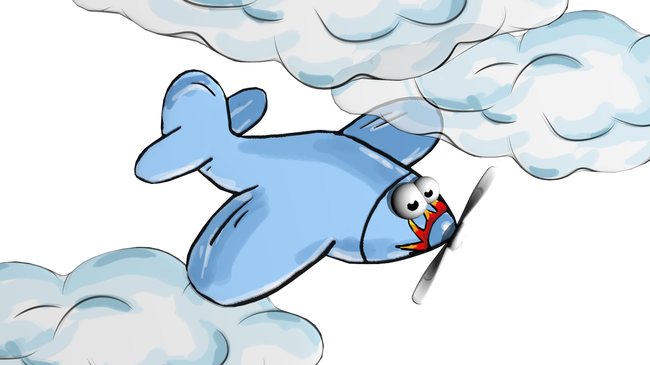 Plane Cartoon Clouds - Çizgi Film Uçak (1280x720), Png Download