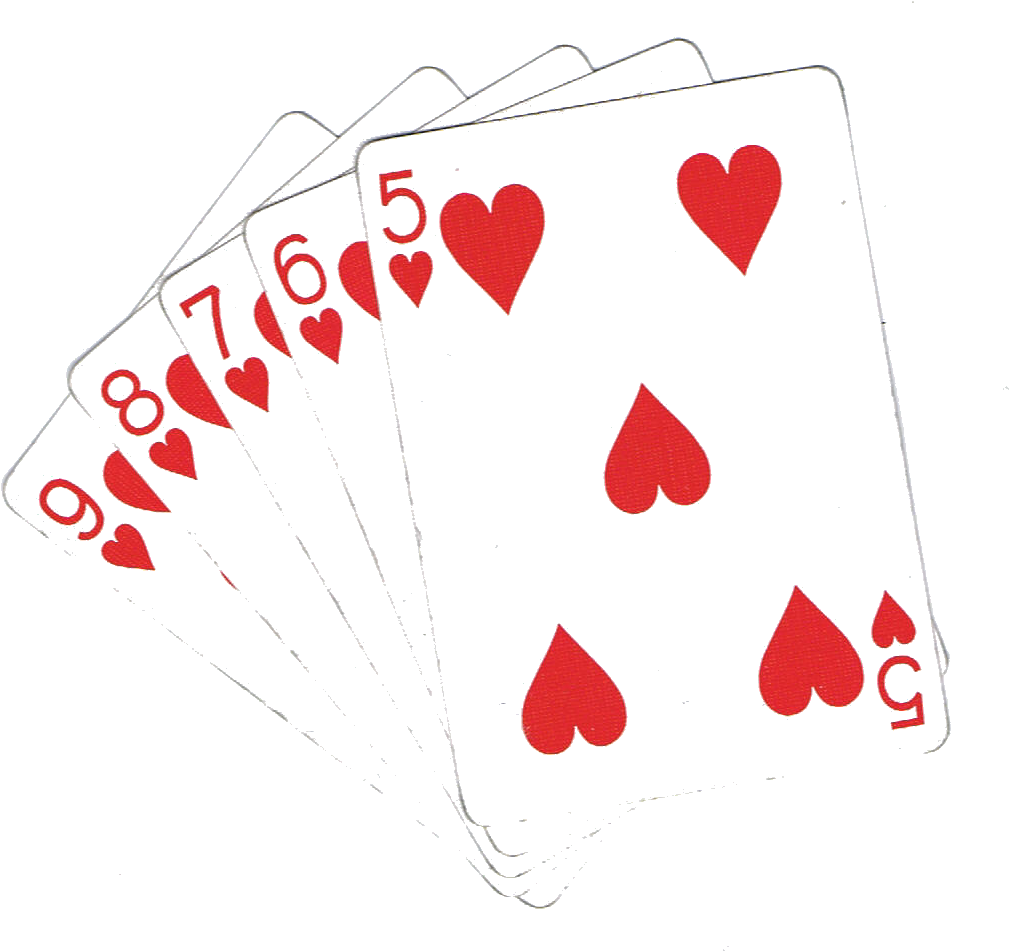 Straight Flush - 5 Of Hearts Playing Card (1061x977), Png Download