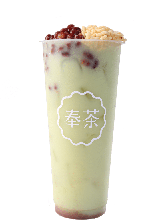Matcha Red Bean Milk Tea - Feng Cha (600x900), Png Download