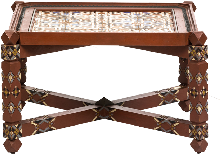 Pretty Table Whose Tray Is Zellige Andalusian Recupere - Moroccan Riad (883x954), Png Download