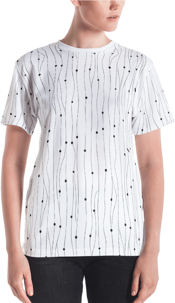 Vertical Stripes And Dots Women's T Shirt T Shirt Zazuze - T-shirt (1000x1000), Png Download