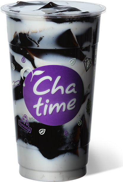 Grass Jelly With Milk - Chatime Grass Jelly Fresh Milk (480x915), Png Download