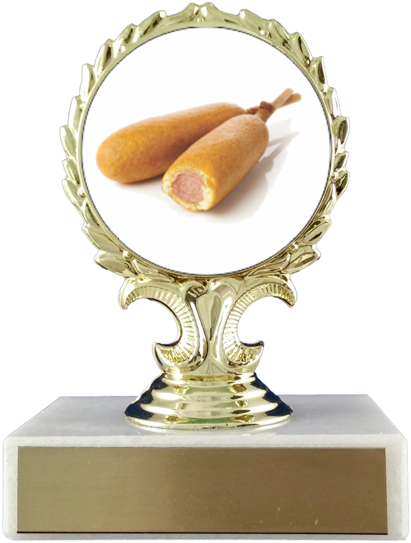 Corn Dogs Logo Trophy On Flat White Marble - Taco Trophy (600x793), Png Download