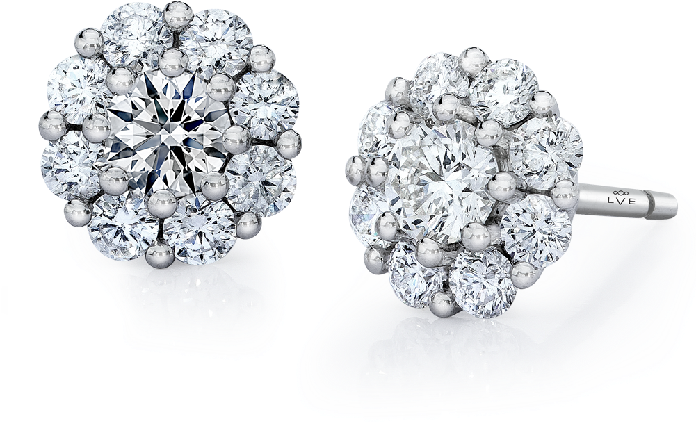 Cluster Stud Diamond Earrings (1000x1000), Png Download