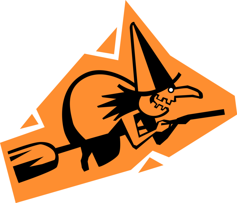 Vector Illustration Of Halloween Sorceress Witch Flying (816x700), Png Download