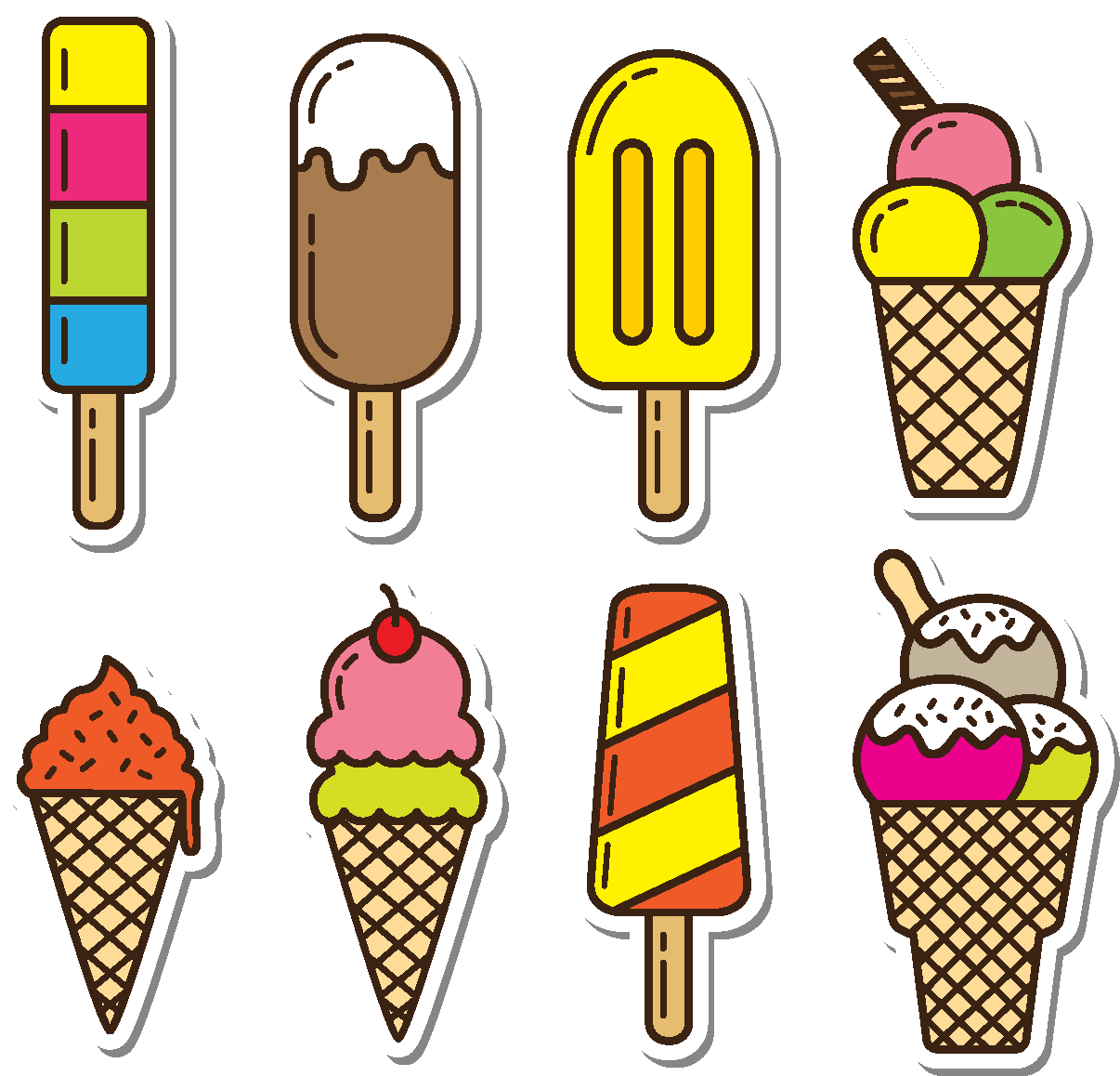 Sorvete De Cor Dos Desenhos Animados Sorvete Elemento - Ice Cream (1772x1378), Png Download