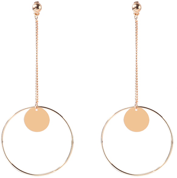 Pendientes De Cadena Del Círculo Del Disco Dorado Pyecoda - Earrings (600x798), Png Download