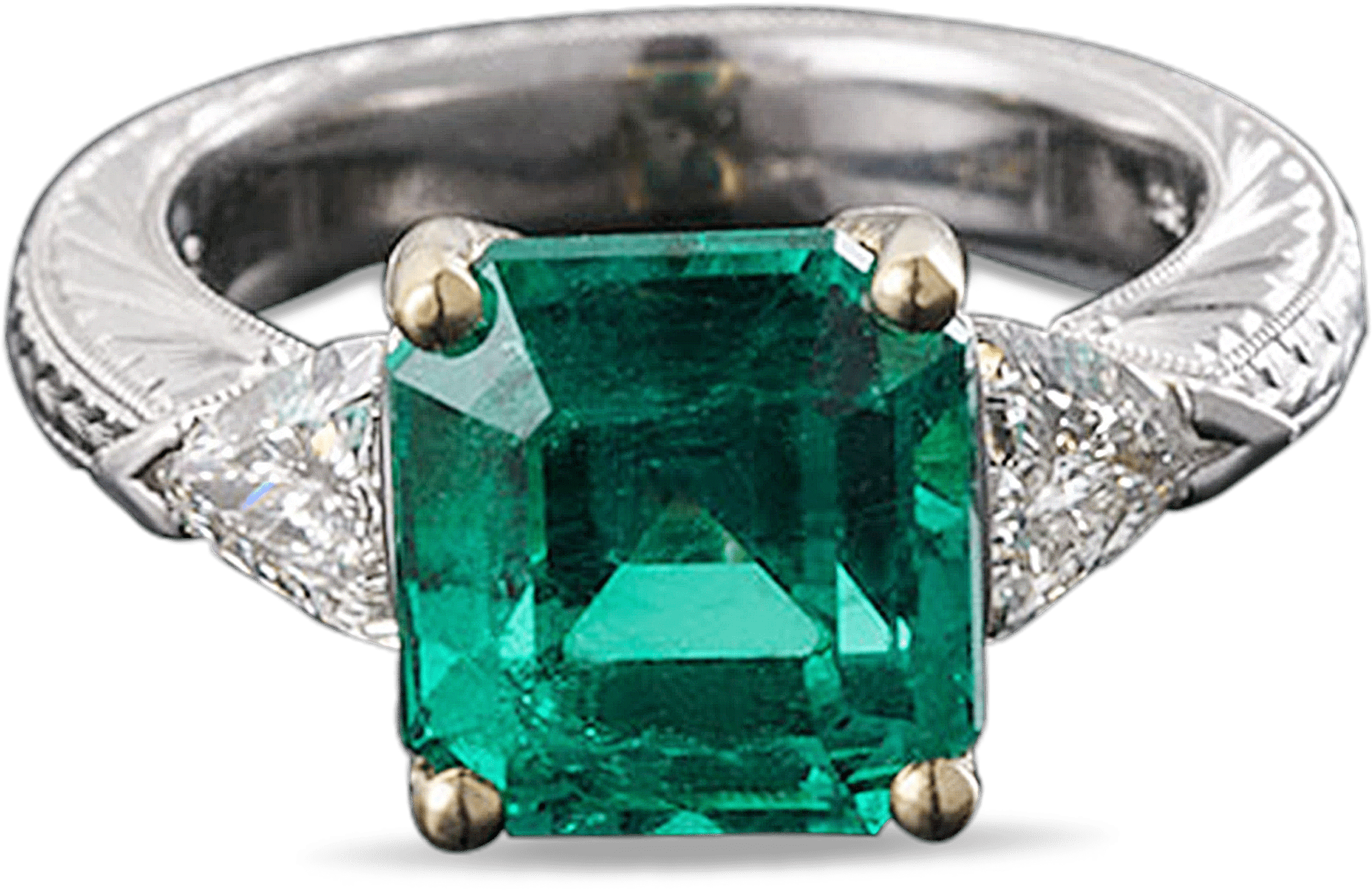 Colombian Emerald And Diamond Ring, - Ring (2500x2000), Png Download