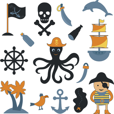 Kit De Vinilos Infantiles Aventuras En El Barco Pirata - Octopus Ship Png (470x470), Png Download