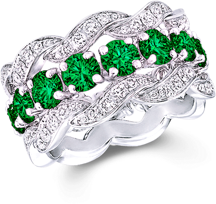 A Graff White Gold Wave Motif Wedding Band For Her - Engagement Ring (2000x2000), Png Download