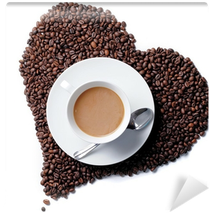 Top View Of Coffee Cup With Heart Shaped Coffee Beans - Coffee Bean Love Png (400x400), Png Download