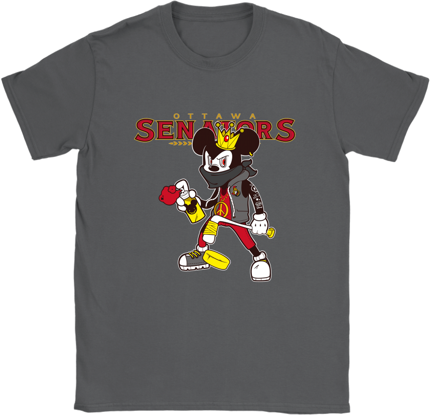 Ottawa Senators Mickey Mouse Is Wearing A Peace Necklace - Hot Ones T Shirt (1024x1024), Png Download