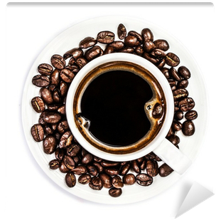 Coffee Cup And Beans Isolated On White Background - Coffee (400x400), Png Download