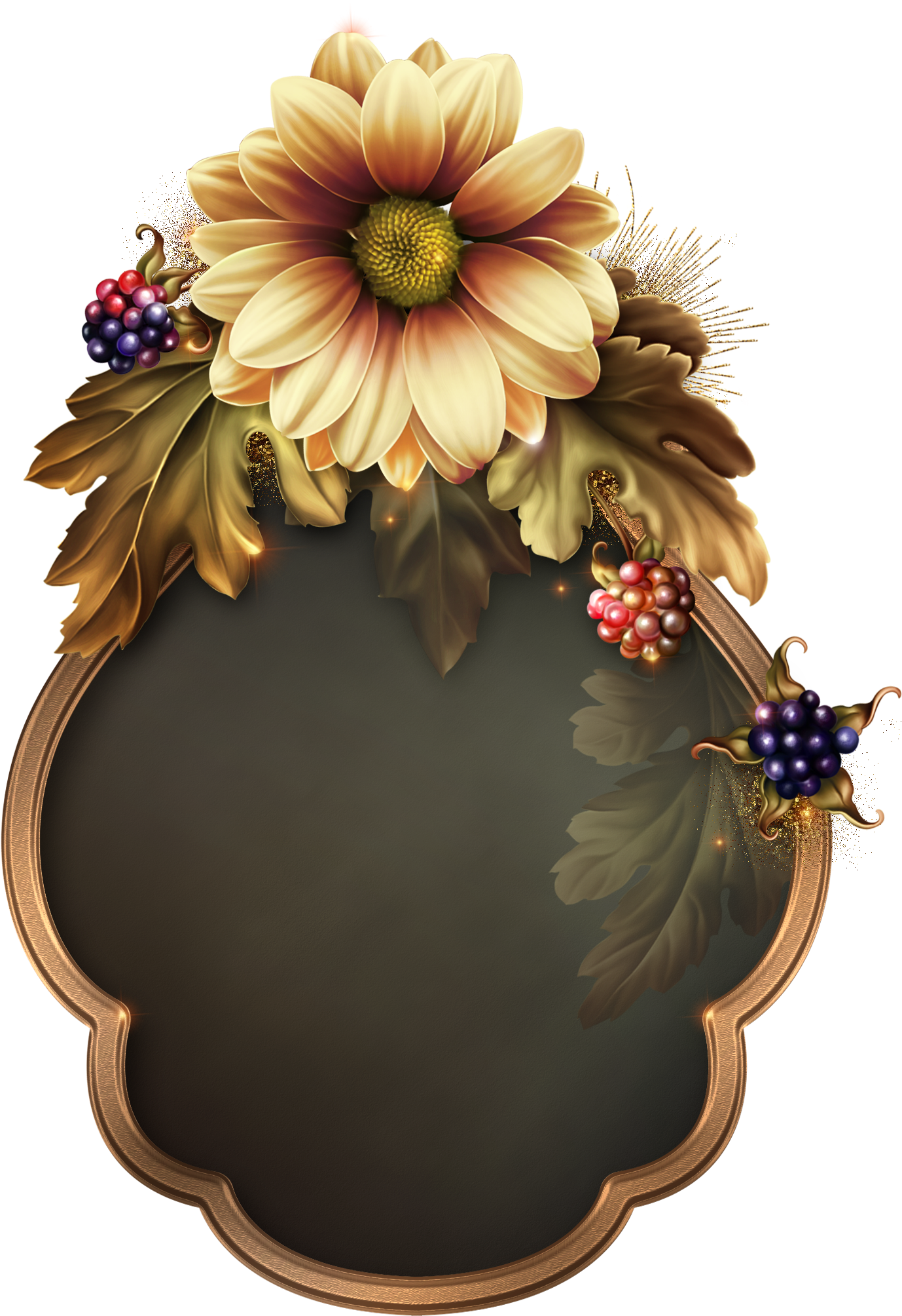 Antiques Autumn Borders And Frames, Painted Flowers, - Art (1421x2035), Png Download