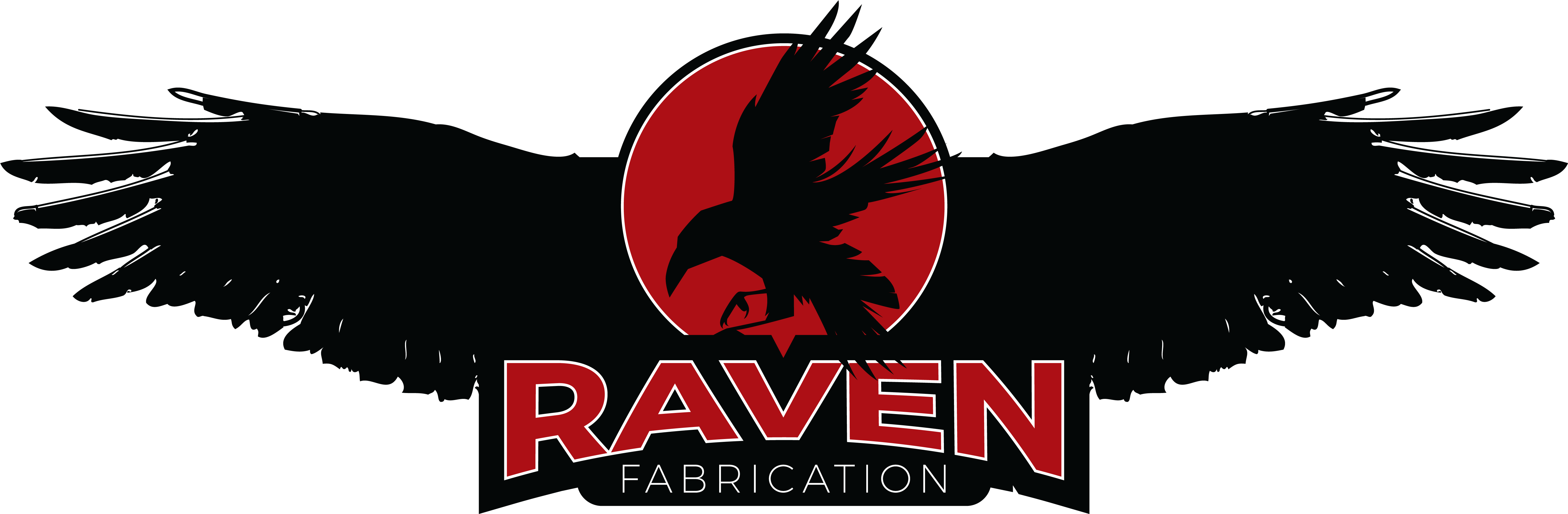 Raven Logo With Long Wings - Raven Fabrication (5574x1851), Png Download