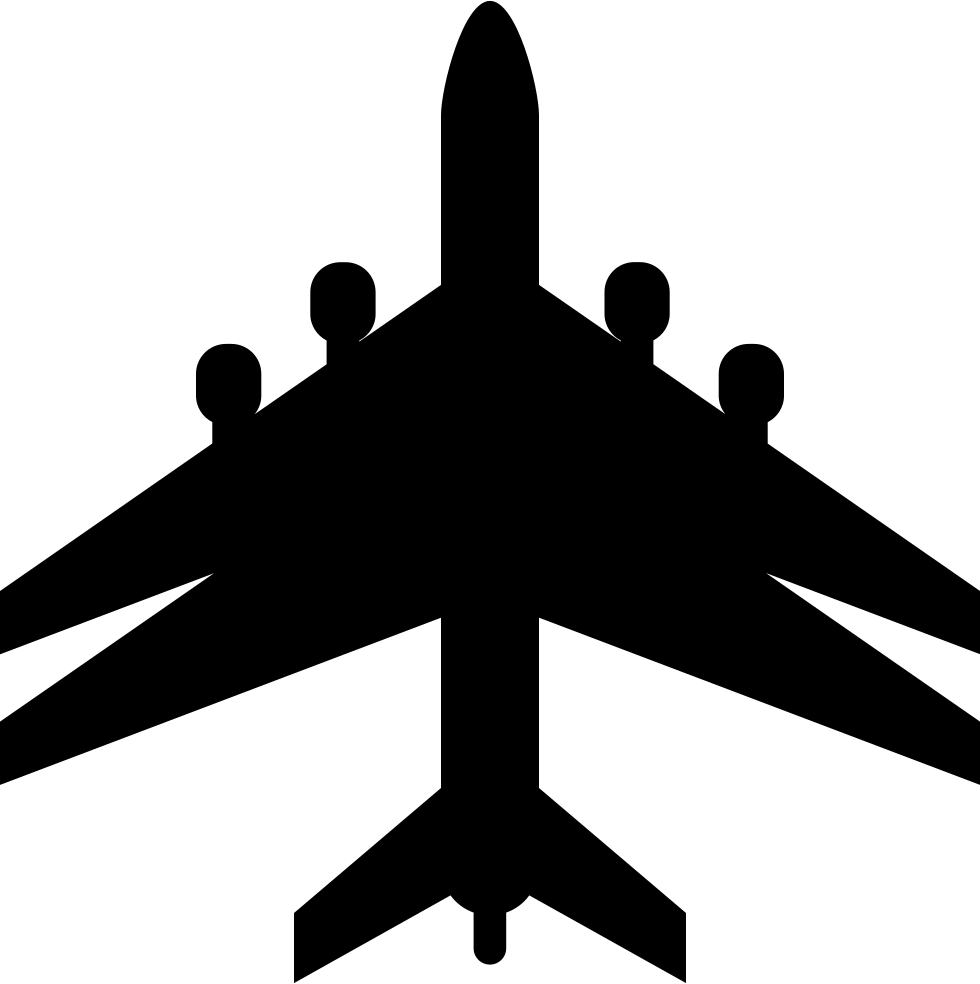 Airplane Black Shape With Double Wings Comments - Icon (980x984), Png Download