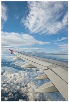 Airplane Wing Against Blue Sky And Clouds Poster • - Chmury Z Samolotu (400x400), Png Download