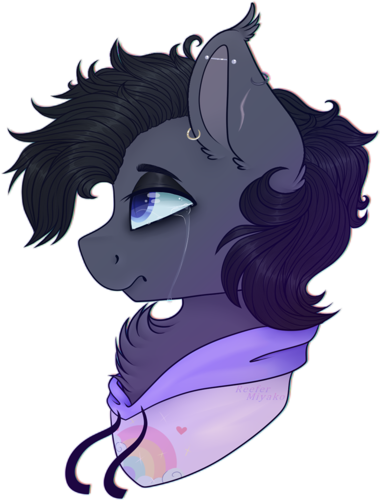 Reefermiyako, Bat Pony, Bust, Clothes, Crying, Hoodie, - Cartoon (1024x1024), Png Download