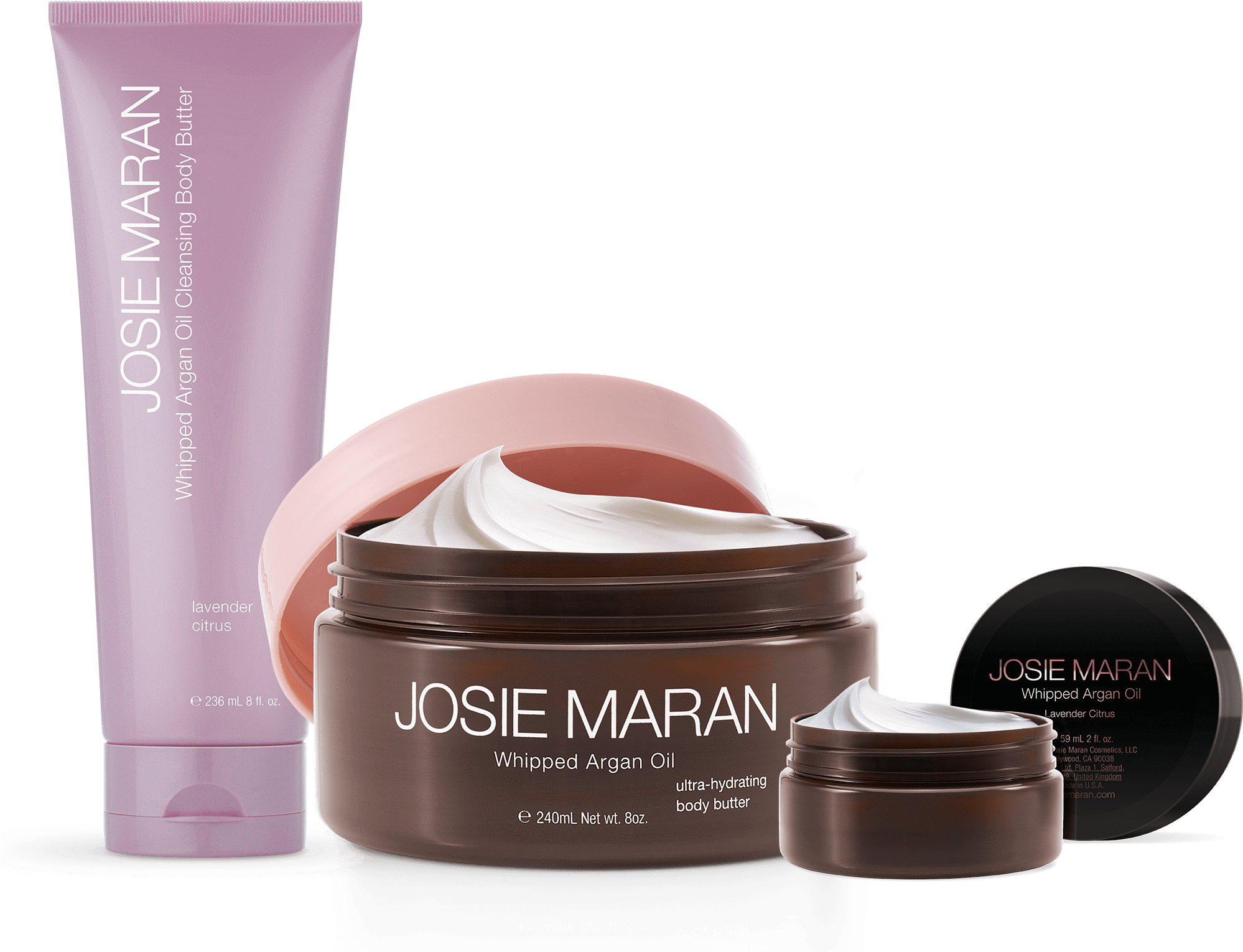 Argan Lavender Citrus Body Trio - Josie Maran Cosmetics - Mango Whipped Argan Oil Body (2048x2048), Png Download