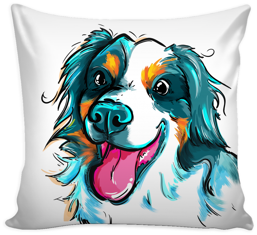 Australian Shepherd Pillow Cover - Pillow (1024x1024), Png Download