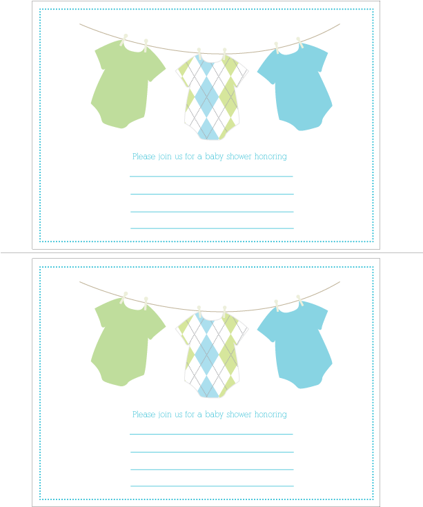 Onesies Template To Add Onto The Blank Invitation If - Paper (612x792), Png Download