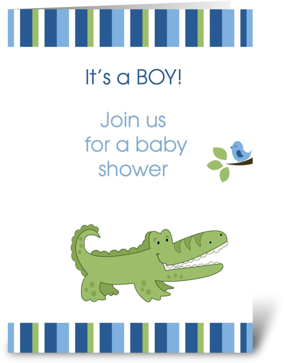 Alligator It's A Boy Baby Shower Card Greeting Card - Cutest Green Alligator Luggage Tag (700x792), Png Download