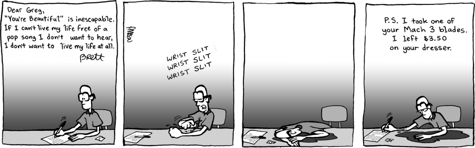 "james Blunt Suicide Note" - Comic Strip About Suicide (960x301), Png Download