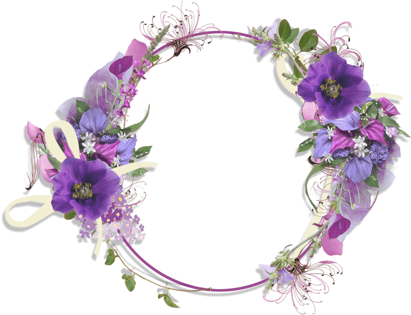Free Png Floral Round Frame Png Pic Png Images Transparent - Purple Flower Borders And Frames (850x648), Png Download