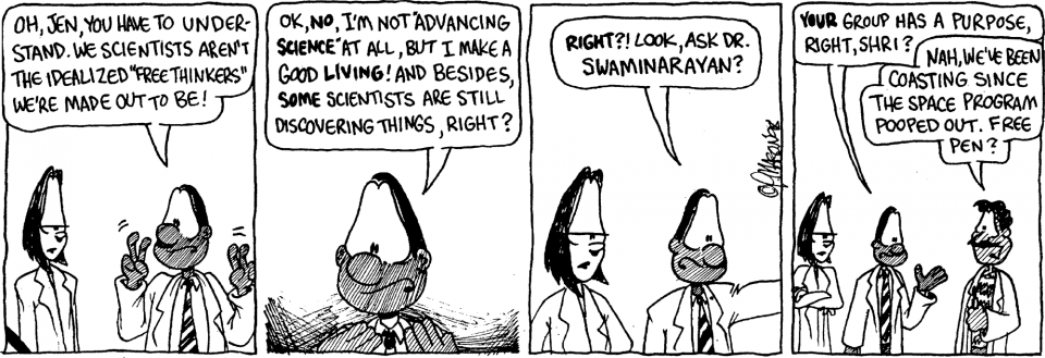 Comic Strip Making A Living Johnny The Mediocre Human - Comic Strip About Scientists (960x329), Png Download
