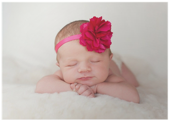 Newborn Baby Girl With Hot Pink Flower Headband Poster - Imagens De Bebês Meninas (400x400), Png Download