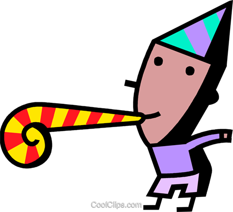 Birthday Boy And Noise Maker Royalty Free Vector Clip - Vector Graphics (480x437), Png Download