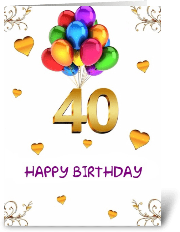 Happy 40th Birthday Greeting Card - Idaodan 12 Inches Assorted Color Balloons (100 Pcs), (700x792), Png Download