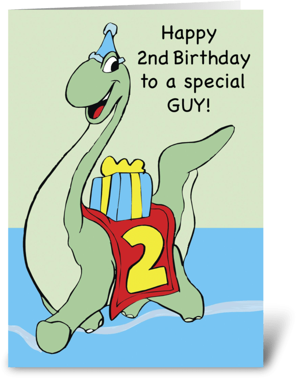 Dinosaur 2nd Birthday Boy Greeting Card - Happy 2nd Birthday To A Special Boy (700x792), Png Download