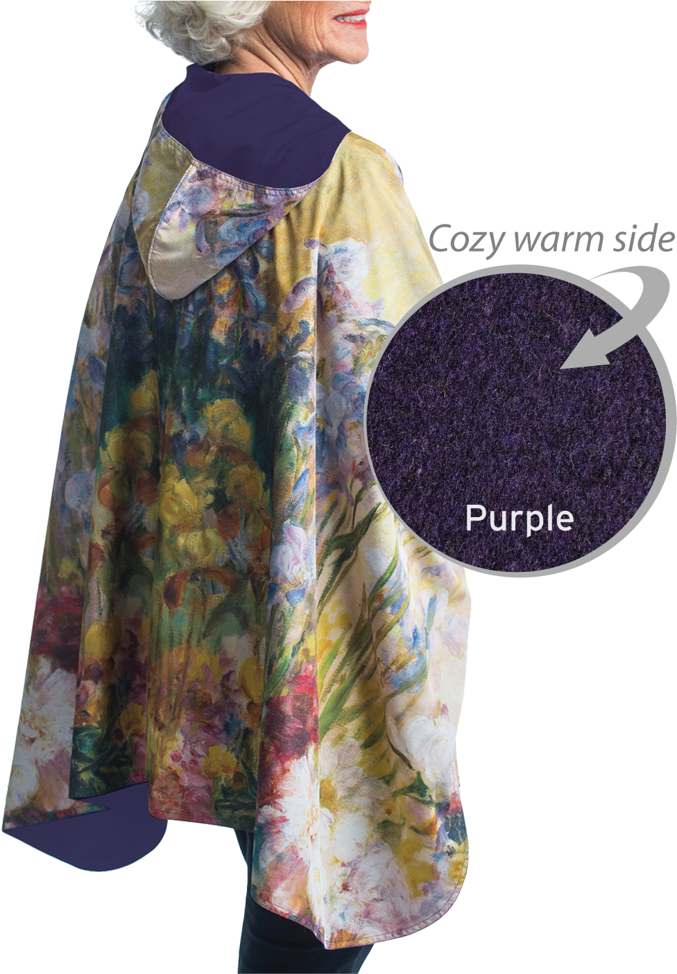 Warmcaper Tiffany Peonies & Iris Purple Raincaper (1000x1404), Png Download