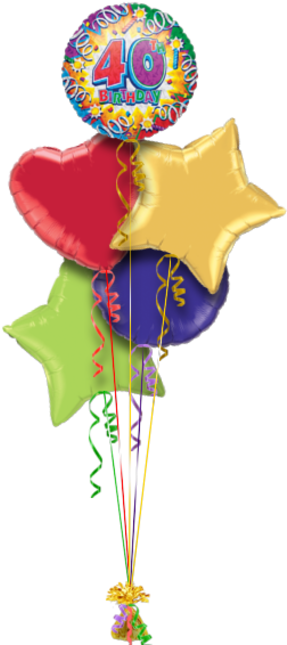 40th Birthday Ribbons And Candles Special Age Balloon - Birthday Explosion 40th Foil Balloon 46cm Uninflated (286x686), Png Download